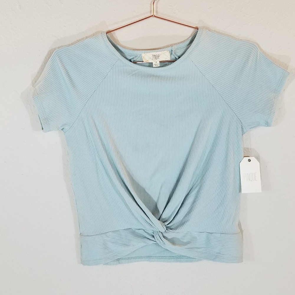 PINQUE Ribbed Twist Tie Front Top Size S